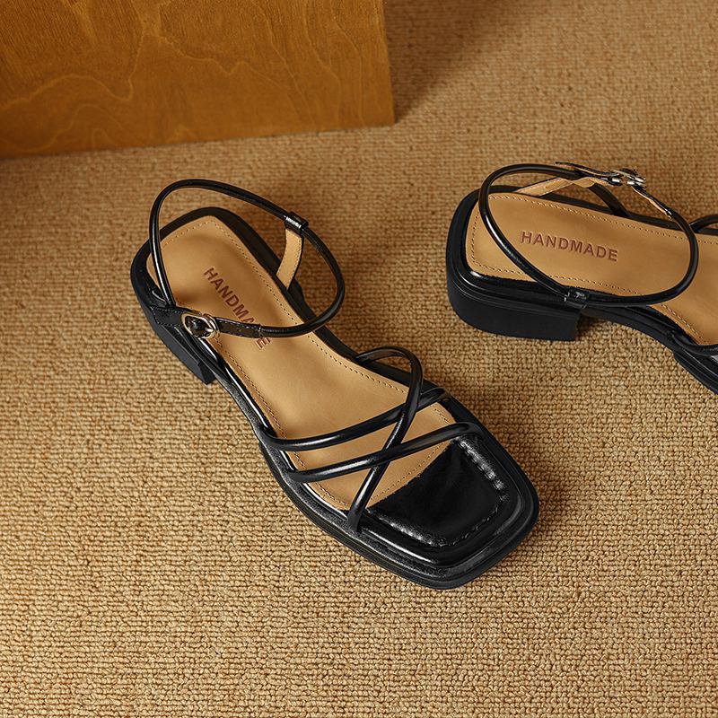 Krazing Pot Летняя обувь-гладиатор из микрофибры с открытым носком на толстом каблуке — фото 19