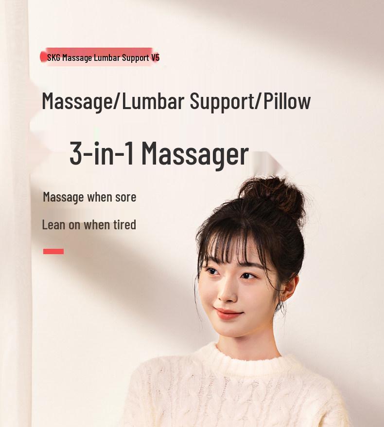 Christmas Gift SKG V5 Full-Body Kneading Massager: Waist, Back, Neck, Lumbar Support Cushion