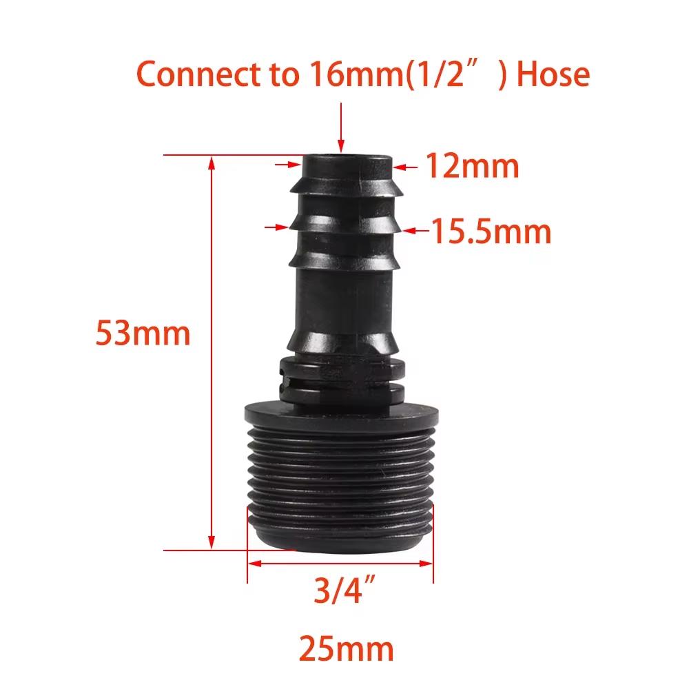 Plastic Garden Hose Connector 1/2 3/4 Female to Male Thread 1/2 3/4 1 Inch Barb Fitting Irrigation Pipe Connector 16mm 20mm 25mm