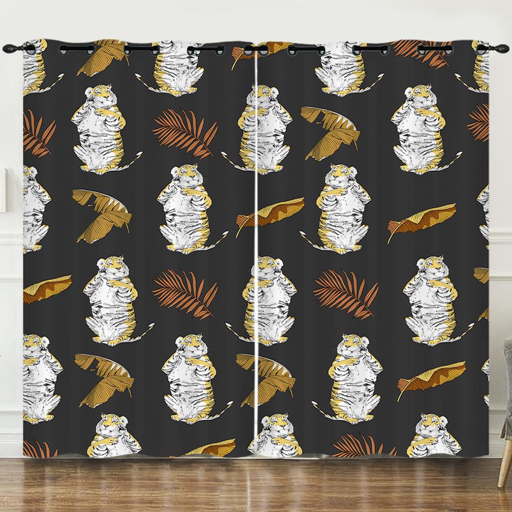 Curtain Cartoon Animal Bear Deer Love Kitten Digital Printing Blackout Curtain Punching