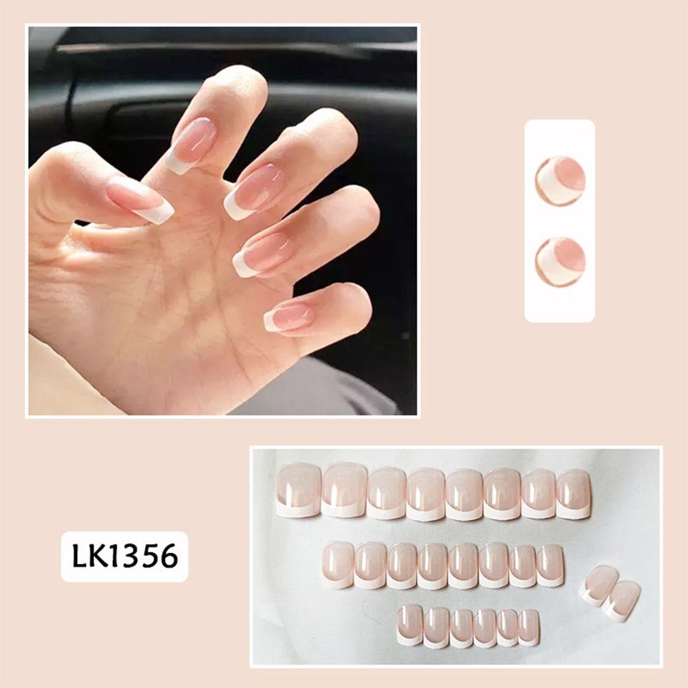 24pcs/Box French Full Cover Artificial Nail Tips Ballerina False Nails Fake Nails Wearable