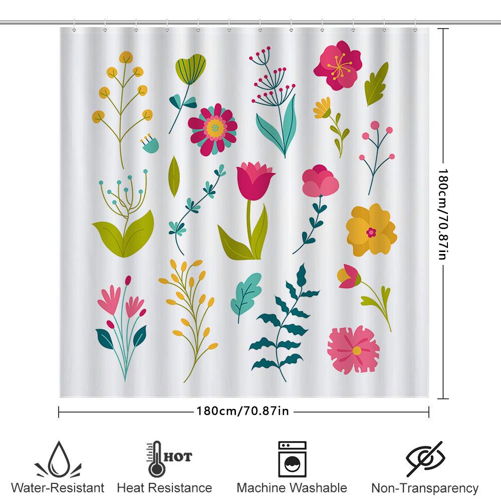 

Title: Elegant Floral Shower Curtain For Your Home - Vibrant Colors And Fresh Designs Waterproof Durable Complimentary Hook W60H190(CM)-1 Pcs
