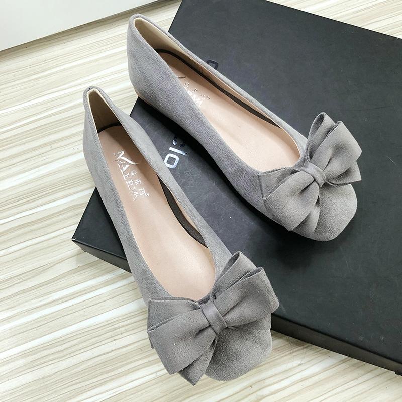 Ballerine da donna Scarpe da barca Azzurro Testa rotonda Fiocco Taglia 33-43 Scarpe basse per donna Pelle di velluto Alta qualità Scarpe estive
