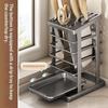 Kitchen Knife Holder Countertop Detachable Cutlery Storage Rack with Drain Tray for Home Kitchen Organization