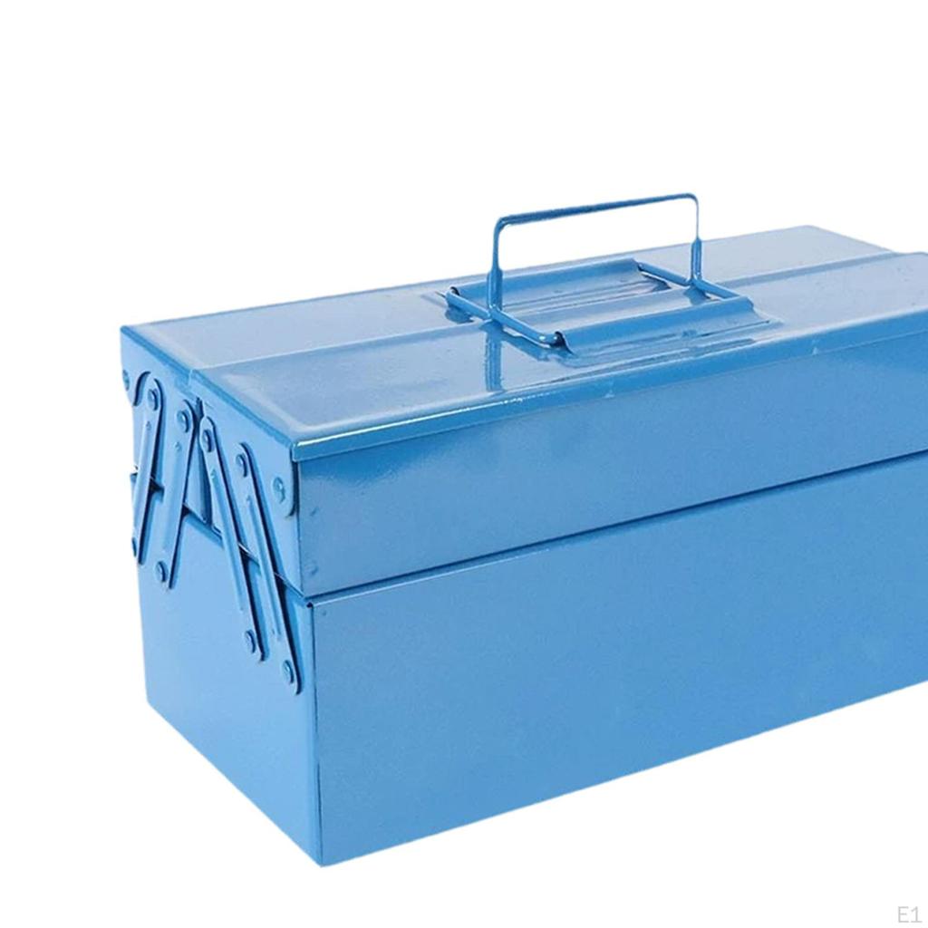 Folding Tool Box Carry Case Electrician Repair Chest Strong 2 Layer 3 Tray Screw and Nut Compartment