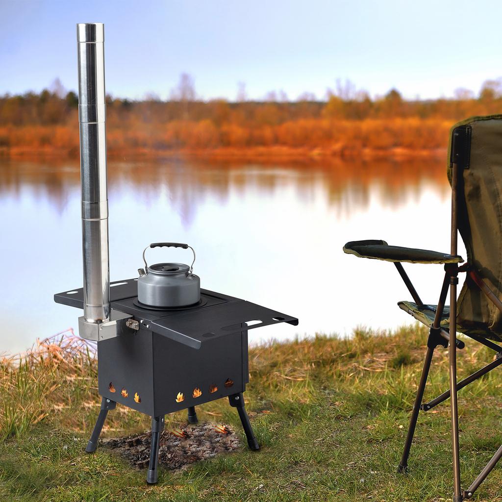 Mini Tent Stove With Chimney Outdoor Firewood Stove Stainless Steel Wood Burning Stove For Backpacking Fishing Camping Furniture