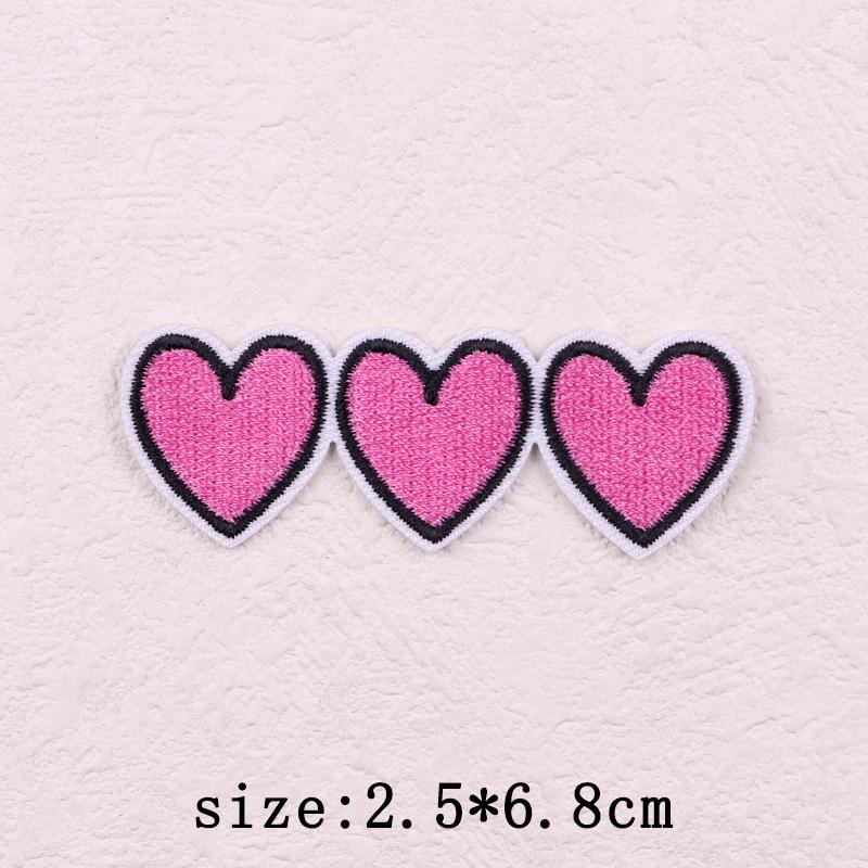 Pink Cartoon Embroidery Patch Iron On Patches For Clothing Flower Letters Patches On Clothes Sewing Fusible Patch Applique Decor
