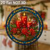 2D Flat, 1pc Suitable for Hanging Window Sun Catcher Panel - Vibrant Red Christmas Star & Candle Design, Round Acrylic Light Catcher for Winter Home D