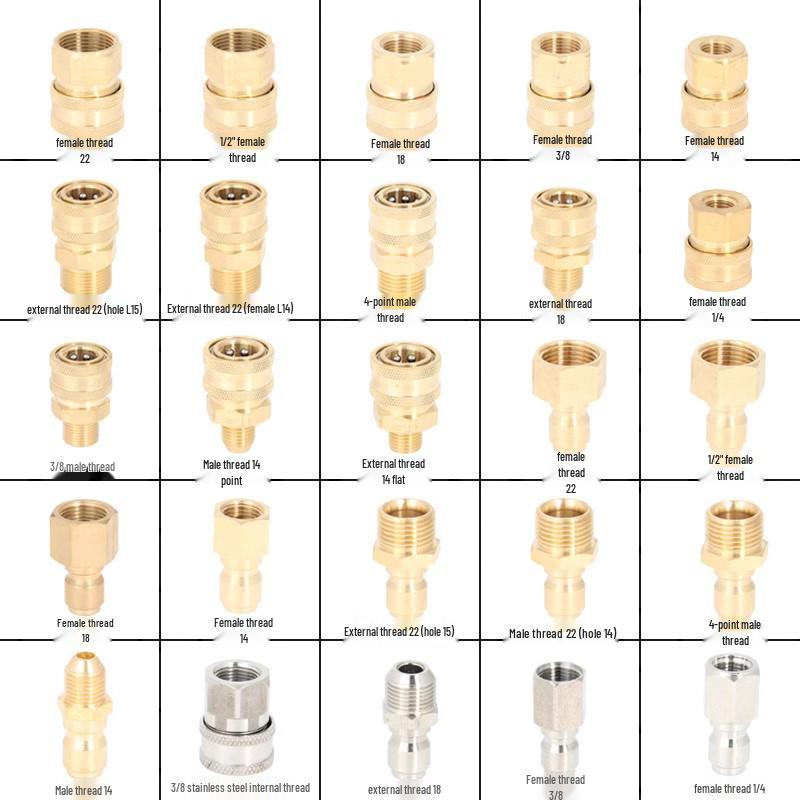 High-Pressure Water Gun Quick Connector for Car Washer, Pipe Cleaning Machine, Copper Accessories