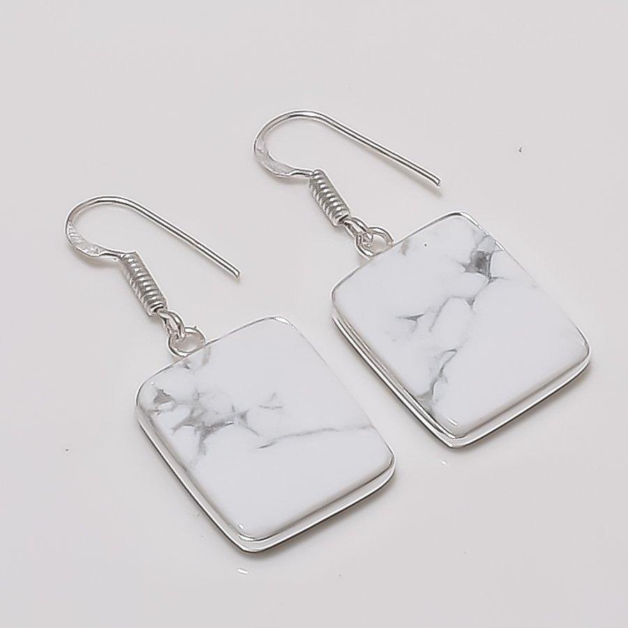 

Natural Howlite Gemstone Handmade 925 Sterling Silver Jewelry Earring 1.62 AEE-10947
