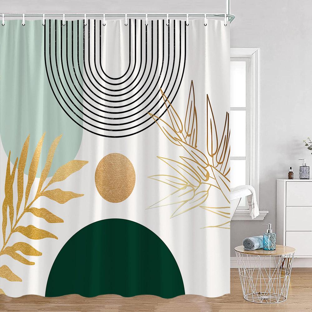 

Abstract Geometrics Shower Curtains Mid-century Nordic Minimalist Bathroom Decortaions Modern Polyester Bath Curtain with Hooks 90x180cm-35x70in