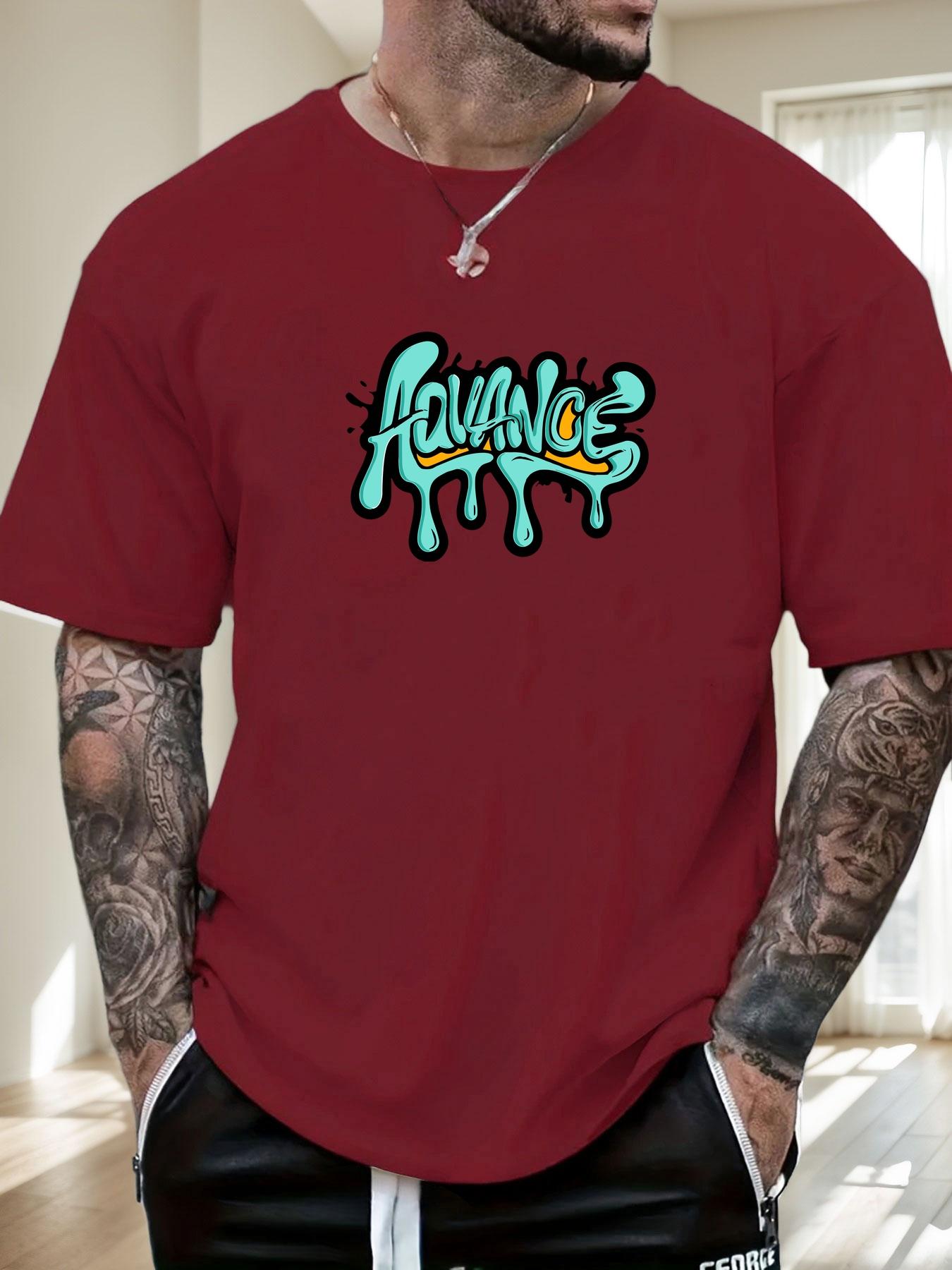 2025 Summer Essential Mens Streetwear Casual Tshirt Vibrant Artistic Graffiti Advance Drip Print 100 Cotton Short Sleeve Top S