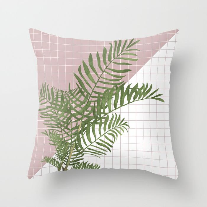Nordic Ins Style Pink Geometric Pattern Ultra-short Velvet Pillowcase Cushion Pillowcase Pillowcase