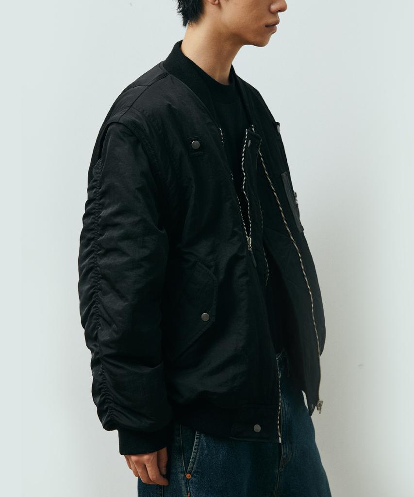 Publicifure Washed Nylon Ma1 Bomber Jacket_Black