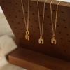 Style Fashion Personalized Collarbone Chain Horseshoe Print Key 18K Gold Pendant Necklace Jewelry