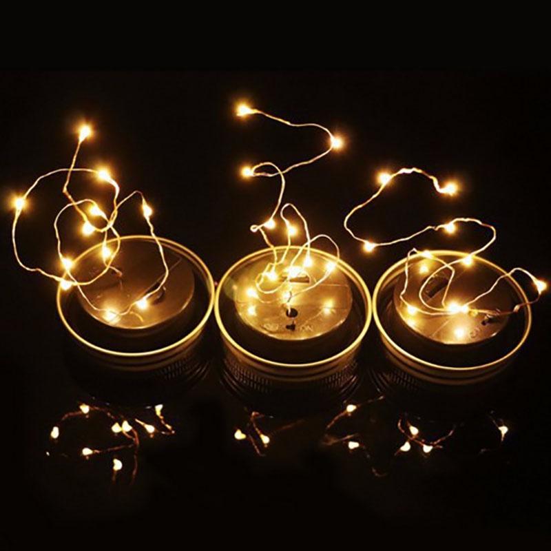 Stylish 10led Solar Mason Jar Light Lids Perfect For Outdoor And Indoor Celebrations