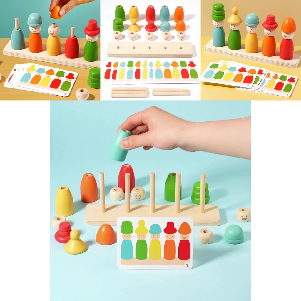 Wooden Childrens Educational Toy With Color And Expression Matching For Early Learning