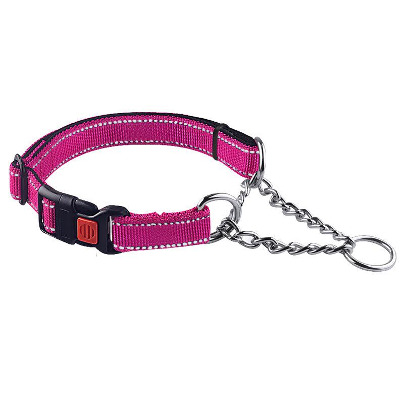 Stainless Steel Chain Pet Collar, Dog Collar, Adjustable Medium and Large Dog, semi-P Chain Anti-bite Dog Collar
