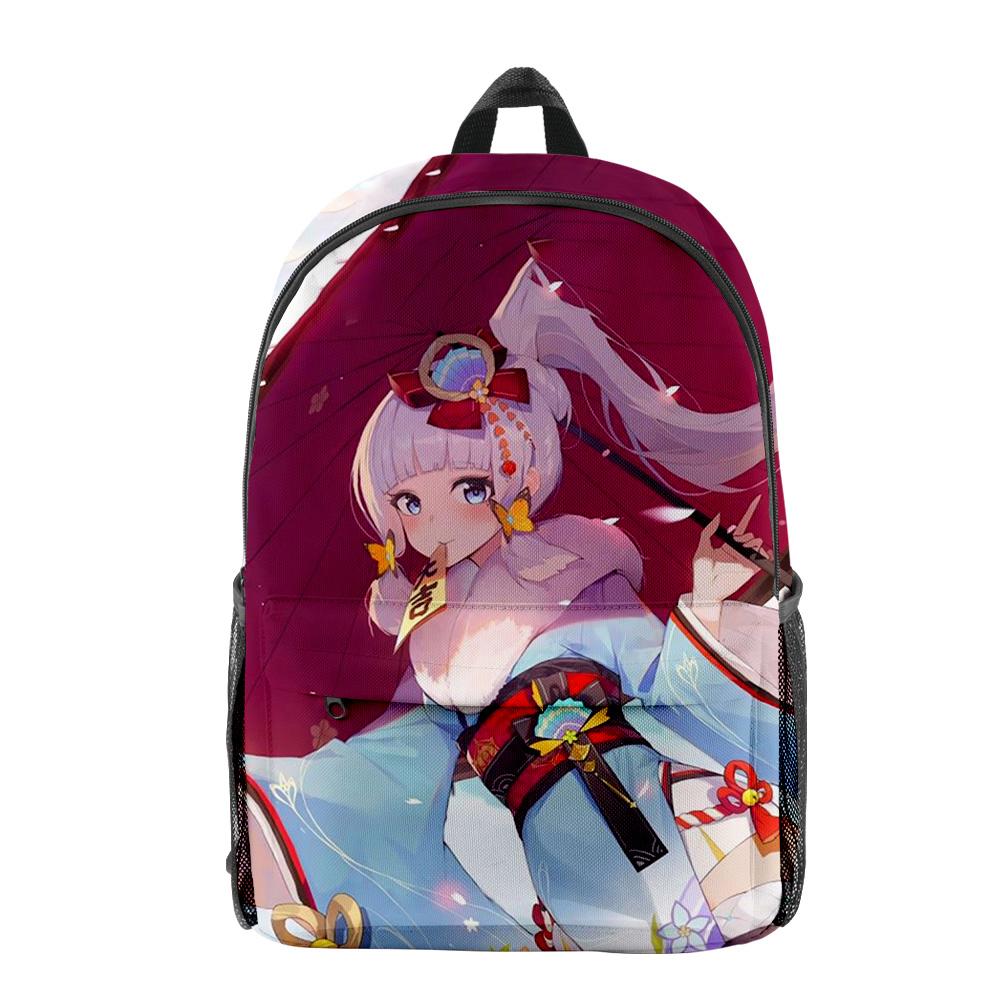 Classic Genshin Impact Kamisato Ayaka Pupil Bookbag Notebook Backpacks 3D Print Oxford Waterproof Boys/Girls Travel Backpacks