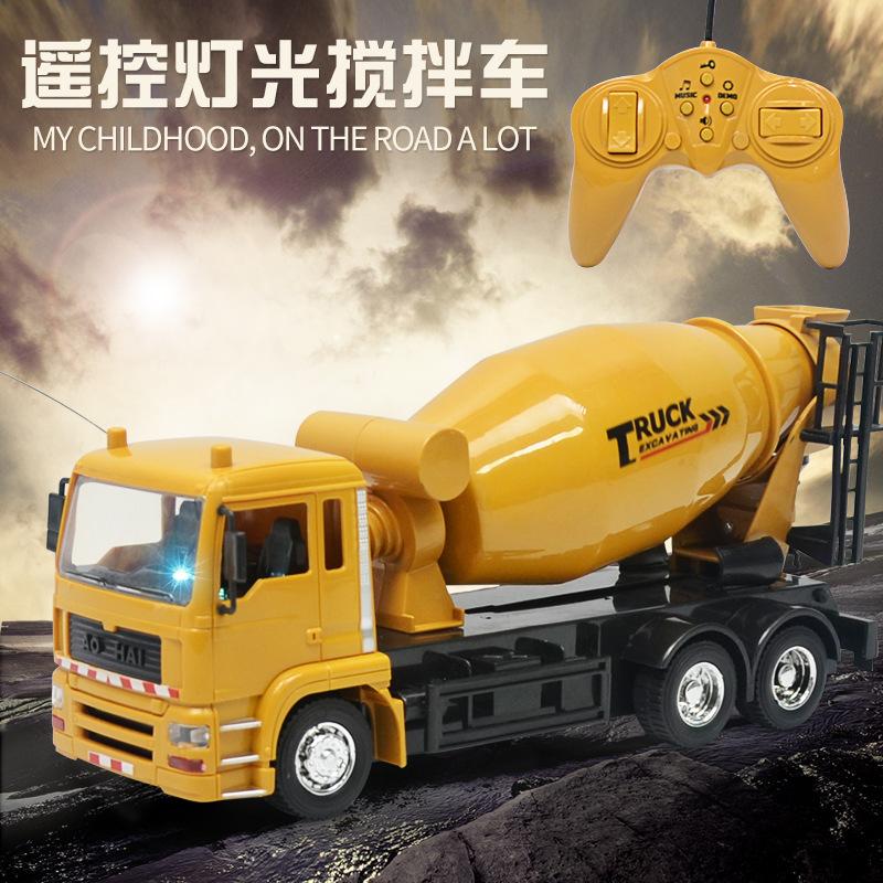 Cement Construction Vehicle Model Toy, Electric Lighting Music Simulation Remote Control Mixer Car Children'S Toy Car