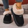 Women's Platform Boots Winter Fur Chunky Shoes Ankle Warm Plush House Fluffy Footwear Plush Lined Slip On EVA Sole Slippers New