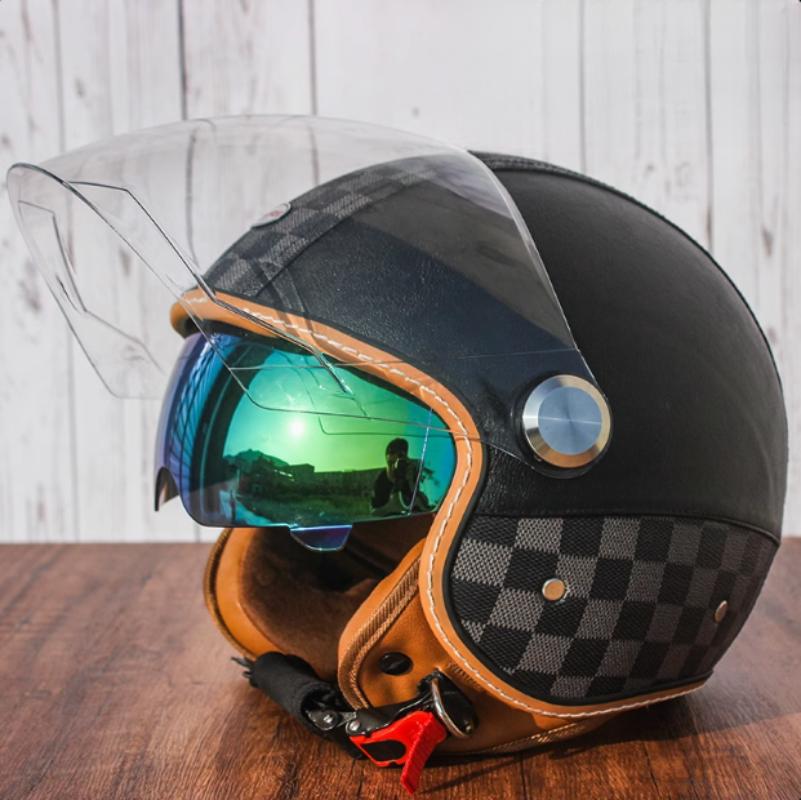 Newest Retro Motorbike Helmets DOT 3/4 Open Face Motorcycle Vintage Chopper Bike Cascos Scooter Capacete De Moto