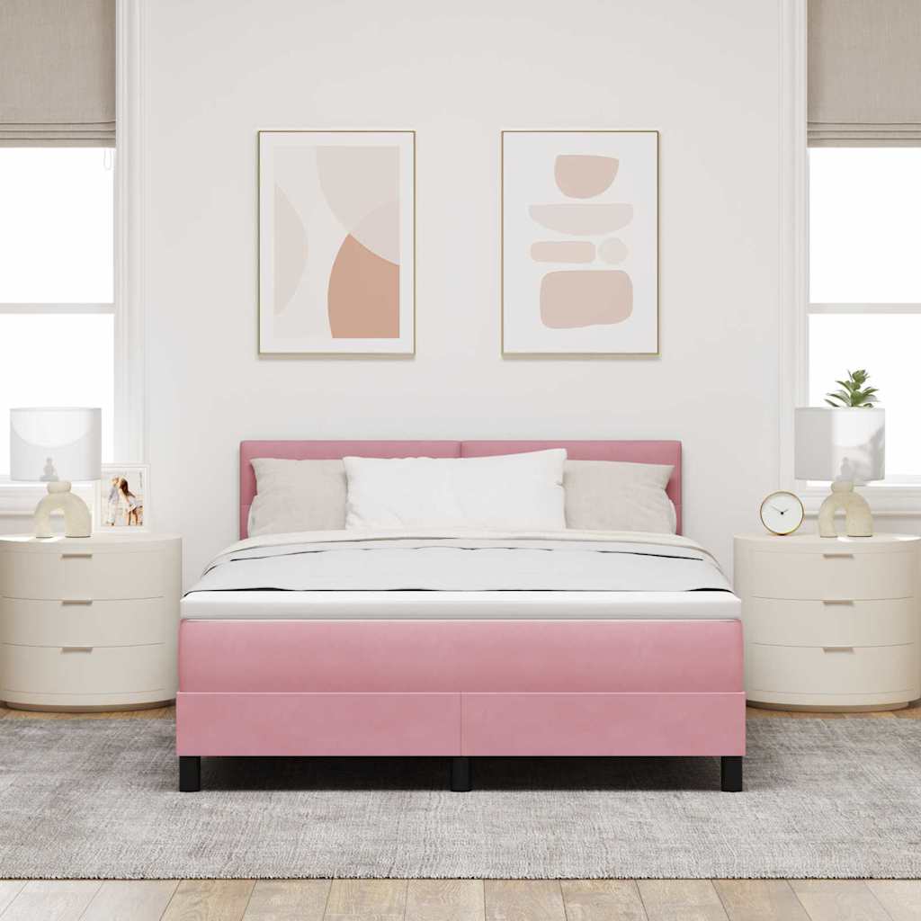 Box Spring Bed with Mattress and Headboard Pink 140 x 190 cm Velvet