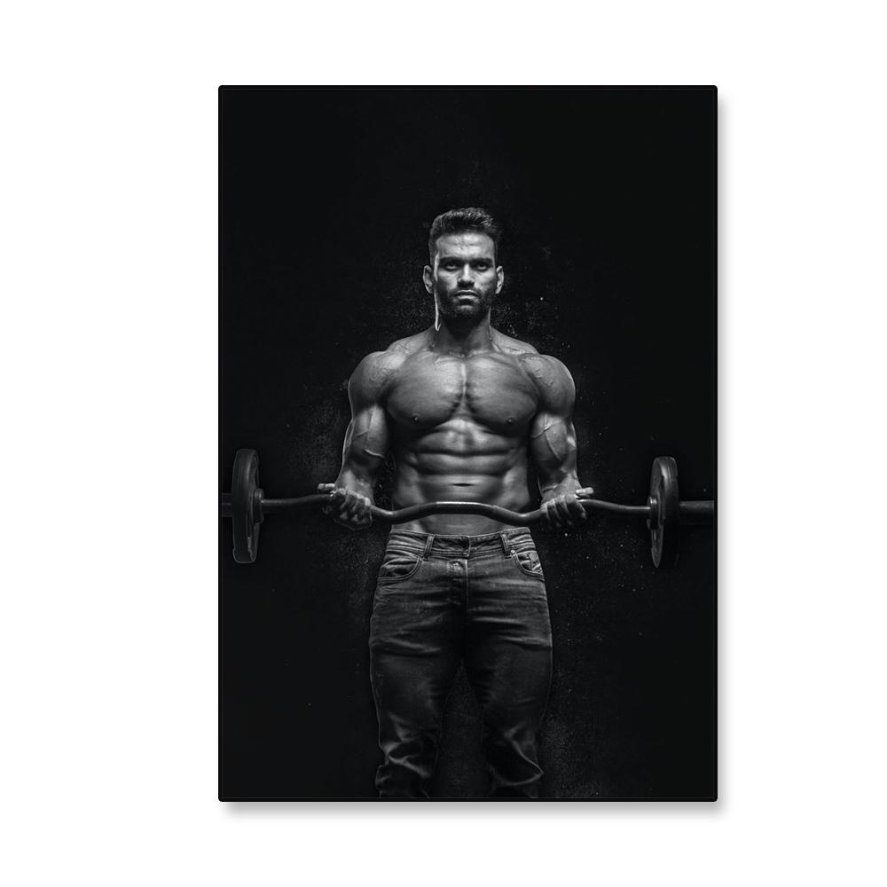 

Сучасний чорно-білий фітнес-плакат Настінне мистецтво Бодібілдер Принти Плакат Бодібілдінг Декор стін Картини на полотні Прикраса тренажерного залу 21x30 No Frame