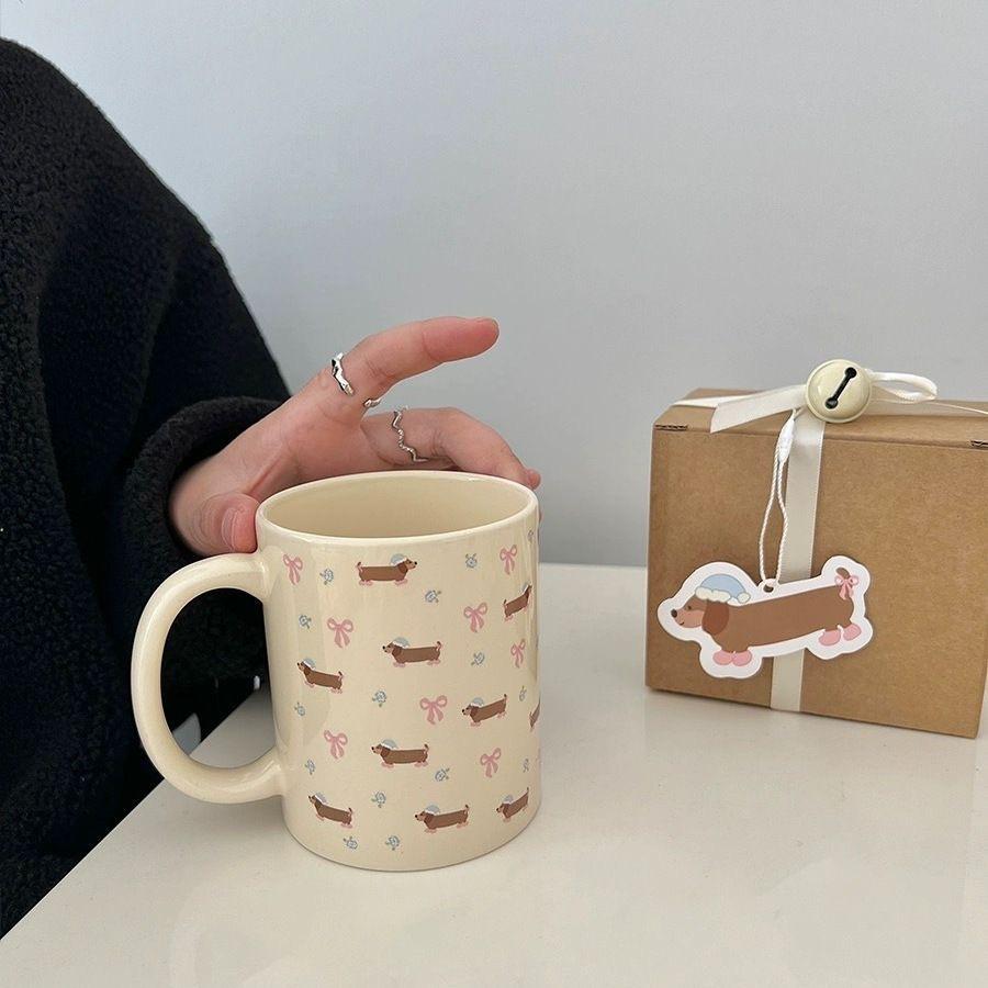 Caneca Fofa de Filhote de Dachshund Estilo Ins Alta Qualidade Copo de Água Doméstico Presente Pessoal de Negócios Lembrança