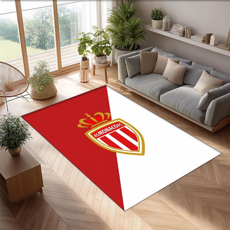Футбольный ковер Monaco FC с футбольным узором, мягкий ковер для пола, нескользящий ковер для помещений, спортивный декоративный коврик для спальни