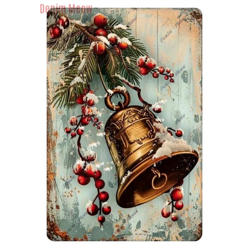 Vintage Merry Christmas Metal Tin Sign, Retro What A Wonderful World Girl, Wall Poster Jingling Bell, Home Decoration, WY297