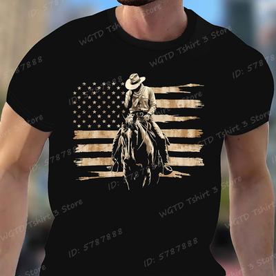 Koszulkka T-shirt z nadrukiem wzoru flagi amerykańskiej dla mężczyzn, casualowa koszulka z krótkim rękawem na lato, vintage koszulki graficzne