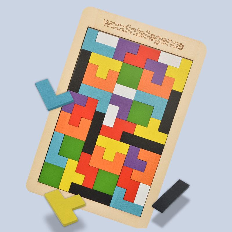 Tetris Wooden Puzzle Building Blocks: Educational Jigsaw Game for Children