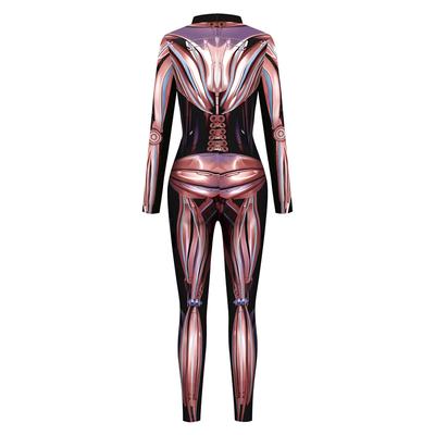 Neu Roboter Muscle Cosplay Overall Frauen Punk 3D Druck Body Halloween Party Stretch Sexy Zentai Anzug Rave Outfit Morphsuit