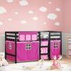 VidaXL Children's Mezzanine Bed and Curtains, Mid Sleeper Bed with Storage, Bedroom Furniture, Modern, Pink 3283825