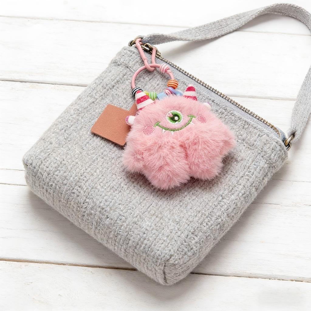 Monster Plüschtier Schlüsselanhänger mit bunter Kette, Kreativer Puppen-Taschenanhänger, Niedliches Geschenk für Kinder Frauen Männer für Rucksack Handtasche