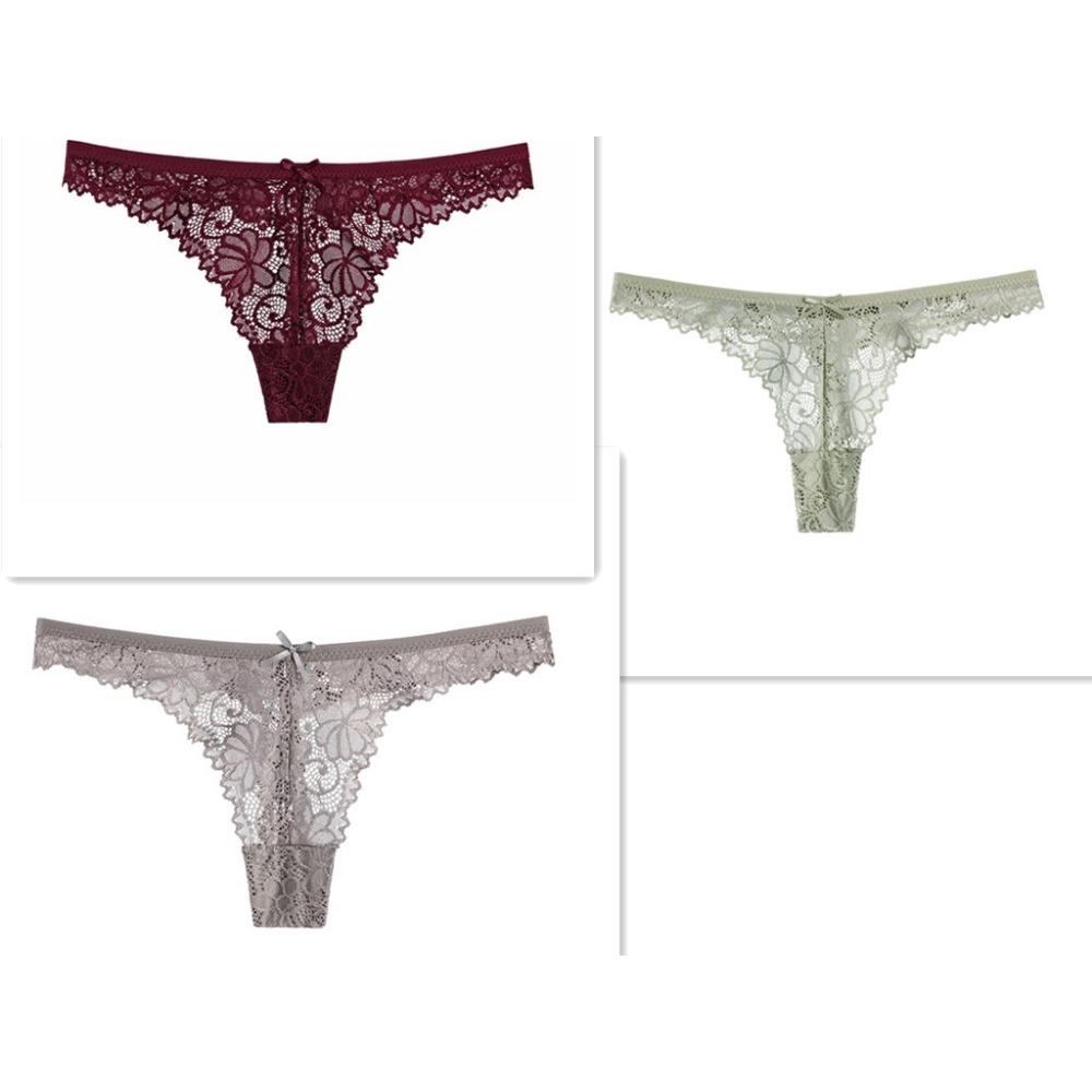 3 buc/lot lenjerie goală, transparent, seducător, tanga sexy din dantelă cu talie joasă, chiloți pentru femei, slip bikini, chiloți