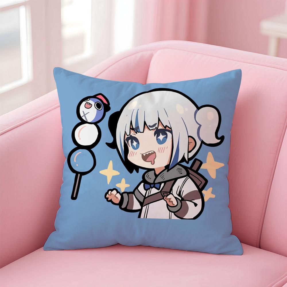 Hololive EN Gawr GuraG Cushion Cover Pillow Case Soft Skin Friendly Fabric  Concealed Zipper