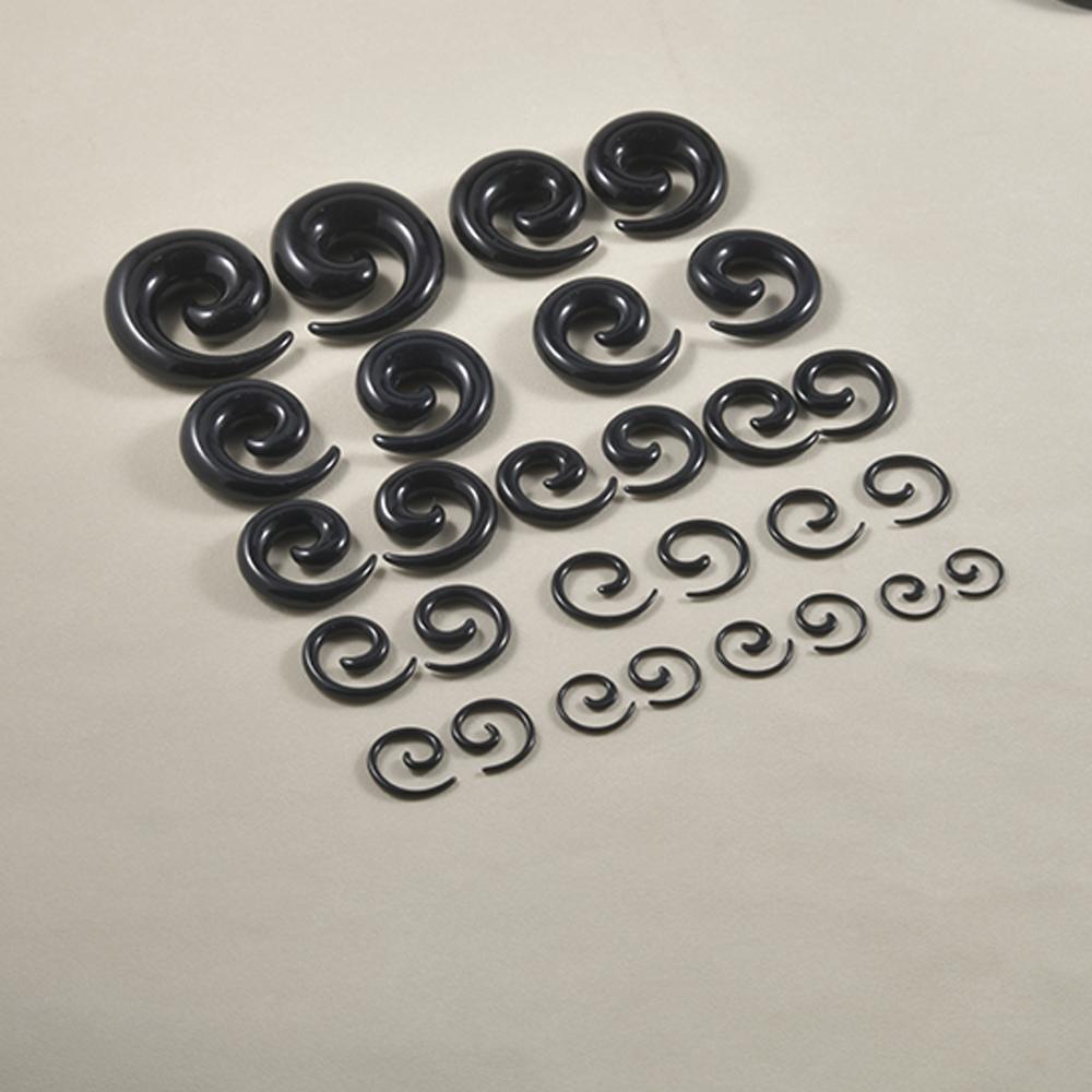 1 Coppia Espansore a Spirale per Orecchio in Acrilico Nero Tappi per Orecchie Stretcher per Piercing all'Orecchio a Spirale Gioielli per il Corpo 1.2mm-24mm Gioielli per Piercing