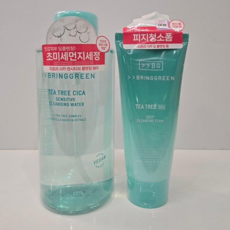 Bring Green Tea Tree Cica Sensitive Cleansing Water 850ml + Bring Green Tea Tree Cica Deep Cleansing Foam 200ml Set, 1 Pcs, 1.05L