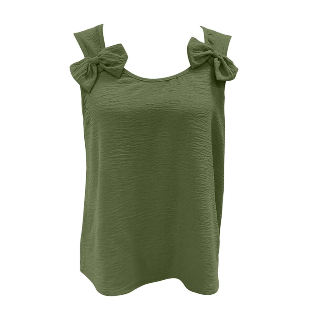 Women's Casual Fashion  Color Cotton Linen Sleeveless Top