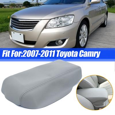 Waterproof Soft Leather Center Console Lid Armrest Cover Skin Gray Fits 2007-2011 Toyota Camry Interior Parts Car Accessories