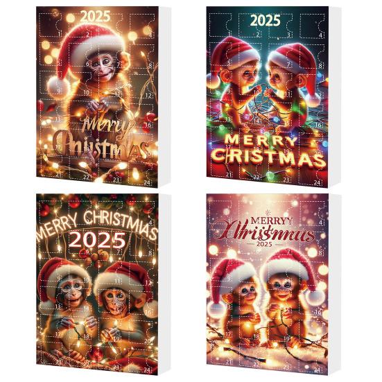Monkey Advent Calendar 2025 2D Acrylic Monkey Hanging Ornament for Christmas Tree 24 Days Christmas Countdown Calendar for Kids Adult