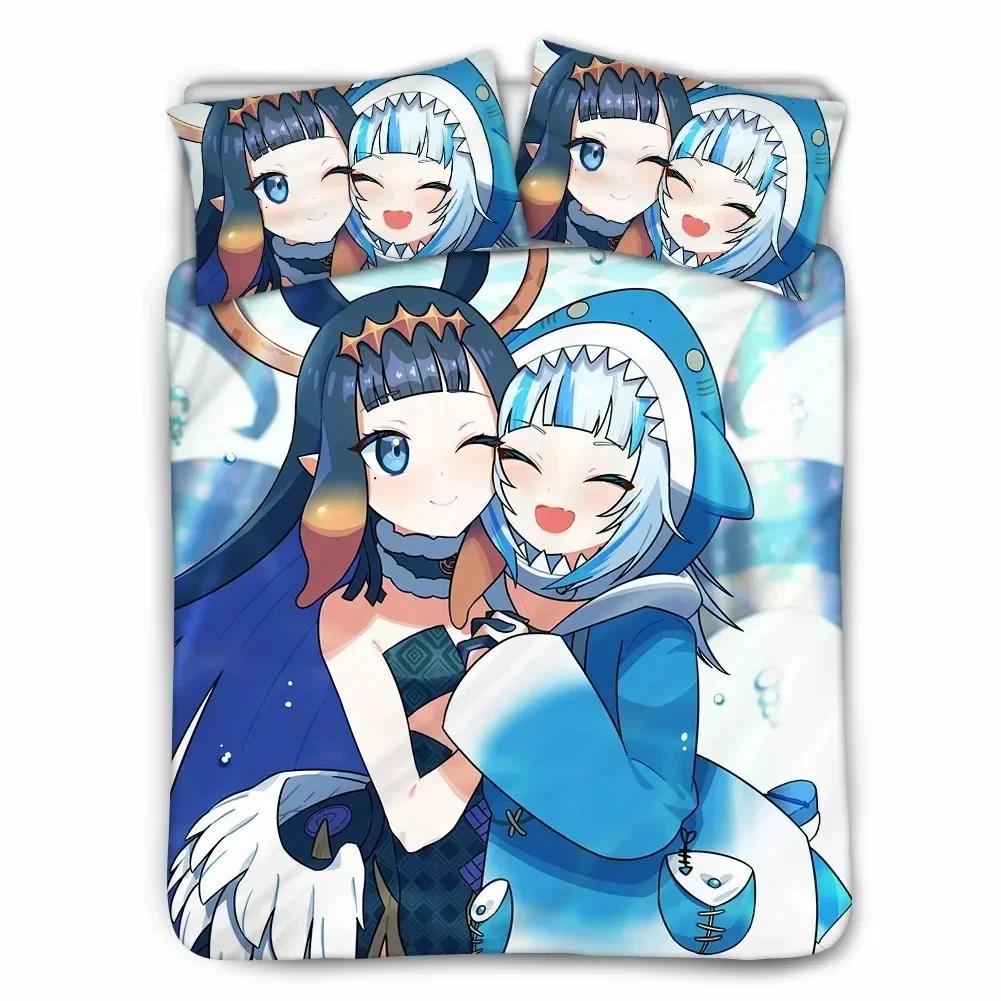 Anime Hololive EN Gawr Gura 3D Printed Bedding Set Duvet Covers Pillowcases Comforter Bedding Set Bedclothes Bed Linen