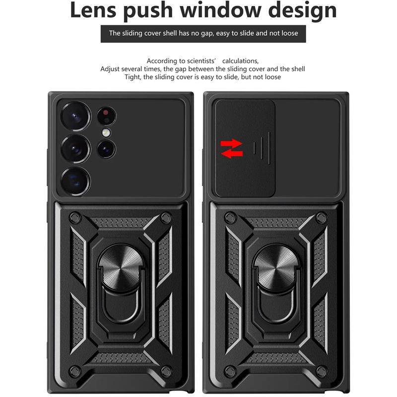 Texture Shockproof Armor Slide Lens Case For Samsung Galaxy S23 Ultra S22 S21 Plus A04S A54 A53 Xiaomi Redmi Note 11 iPhone 14 13 12 11 Pro Max Cover
