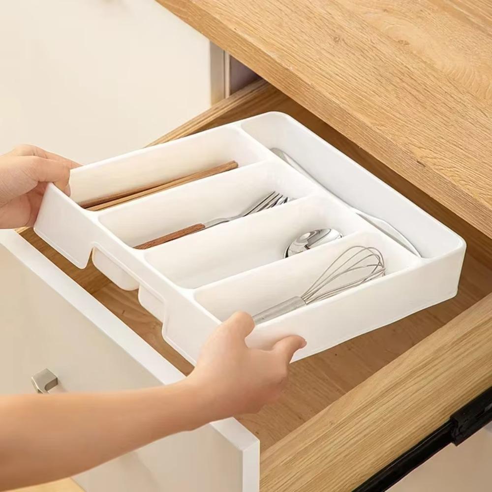 

4/5 Grids Drawer Cutlery Organizer Rectangle Cutlery Container Spoon Fork Separation Box Home S