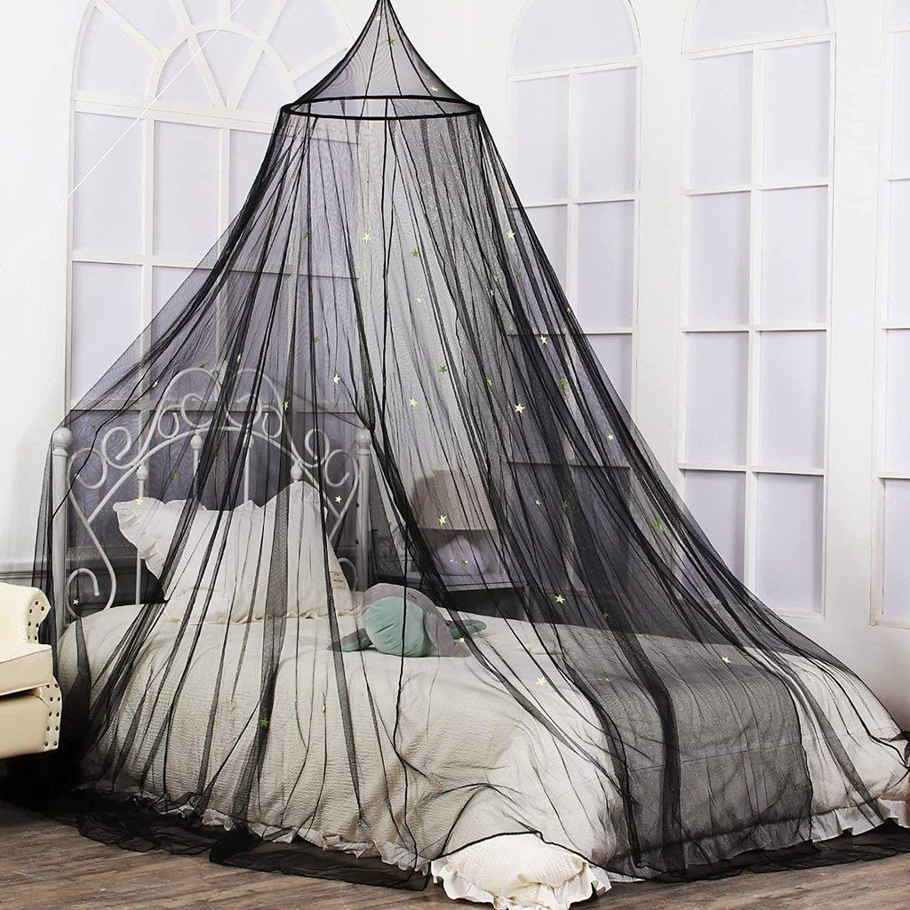 Glow in The Dark Star Bed Canopy Mosquito Net for Double Bed Princess Dome Tent Girls Room Decor Ceiling Hanging Fly Screen
