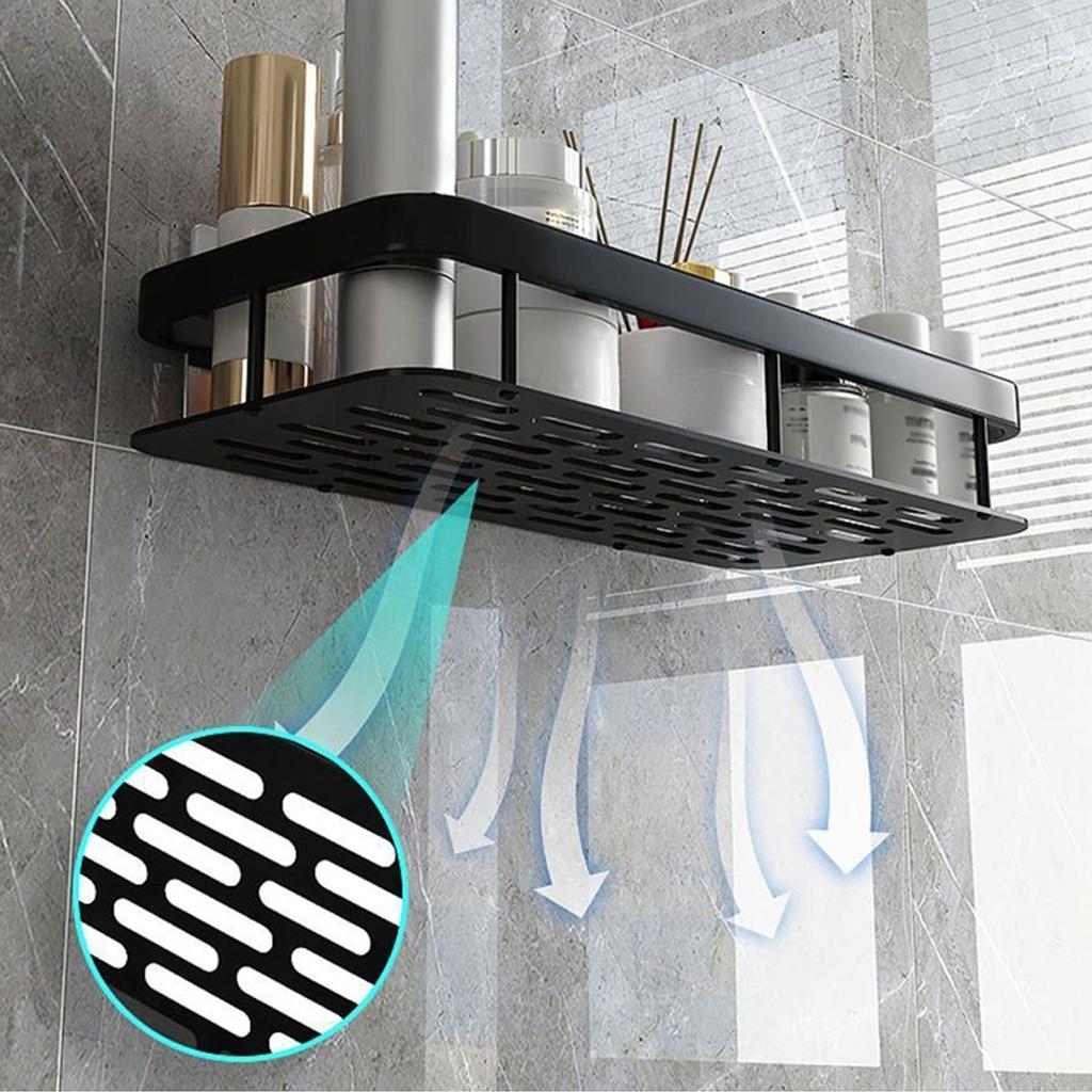 1 stk Ikke-perforert romaluminium baderomsoppbevaringsstativ toalett baderom baderomsoppbevaringsstativ veggmontert baderomshjørne