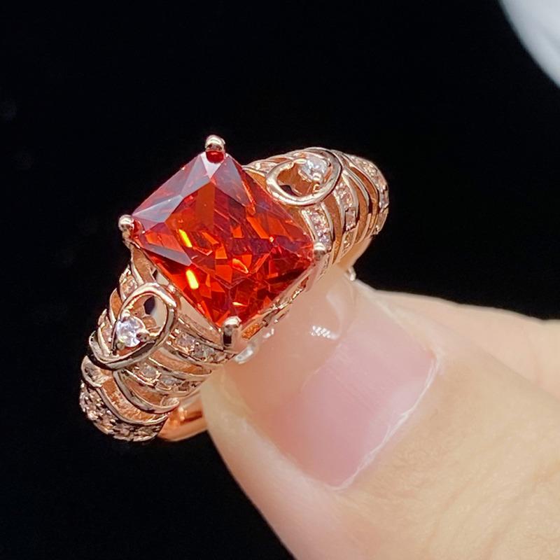 BELLA BOX Fenda Zircon Network Red Live Nowy produkt Zestaw grupowy z drążonym temperamentem i otwartym pierścionkiem z 18-karatowego różowego złota dla kobiet