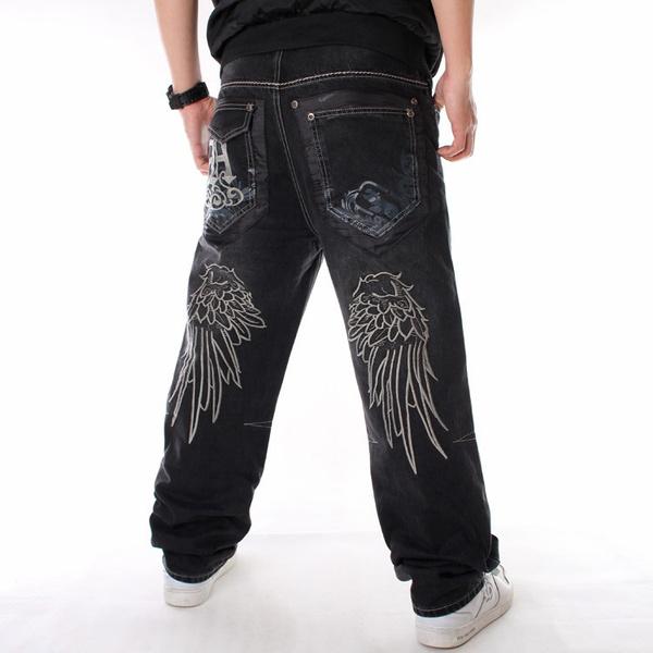 Moda męska Luźne długie spodnie Hip Hop Jean Pant Spodnie w stylu ulicznym Plus rozmiar 30-46
